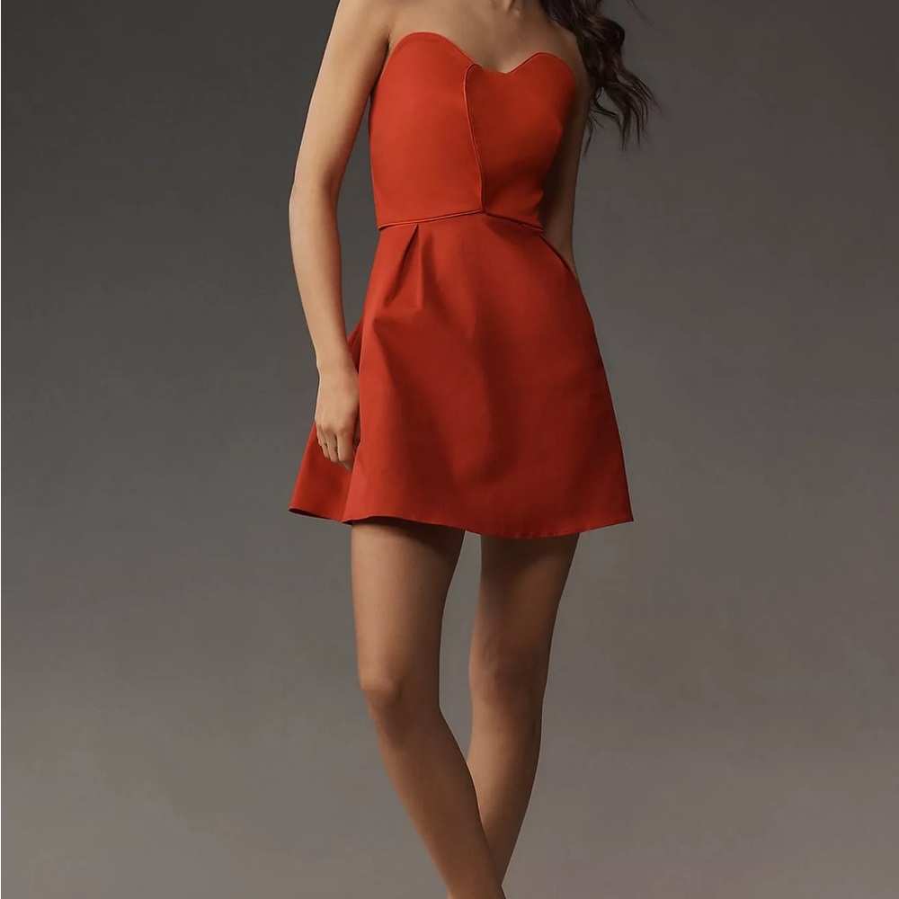 FARM RIO X ANTHROPOLOGIE STRAPLESS HEART MINI DRESS sz L NEW, NWT